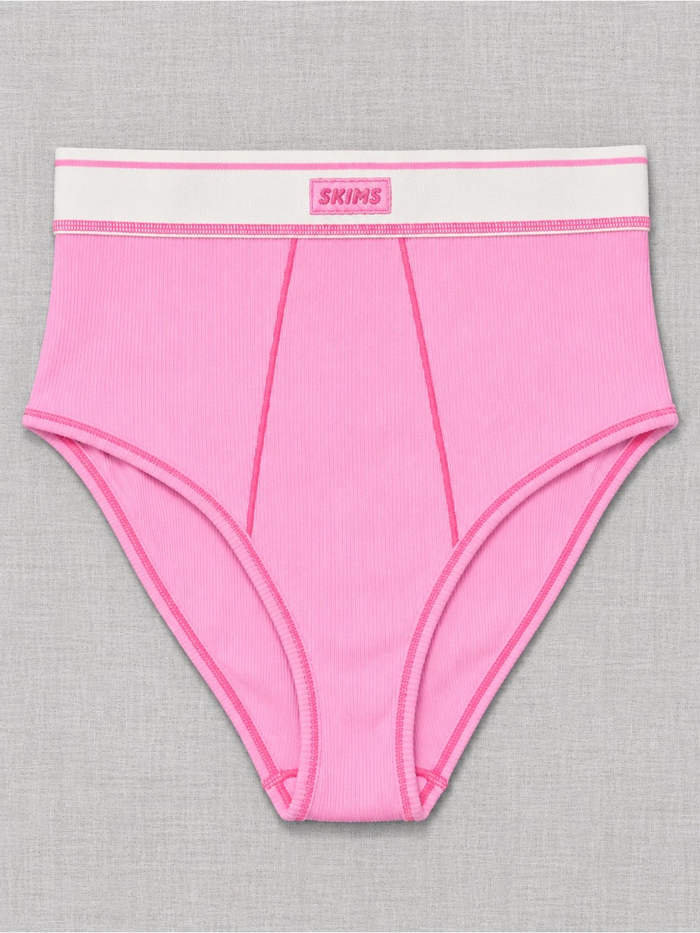 SKIMS Ribbed High-Waist Brief in Bubblegum Pink